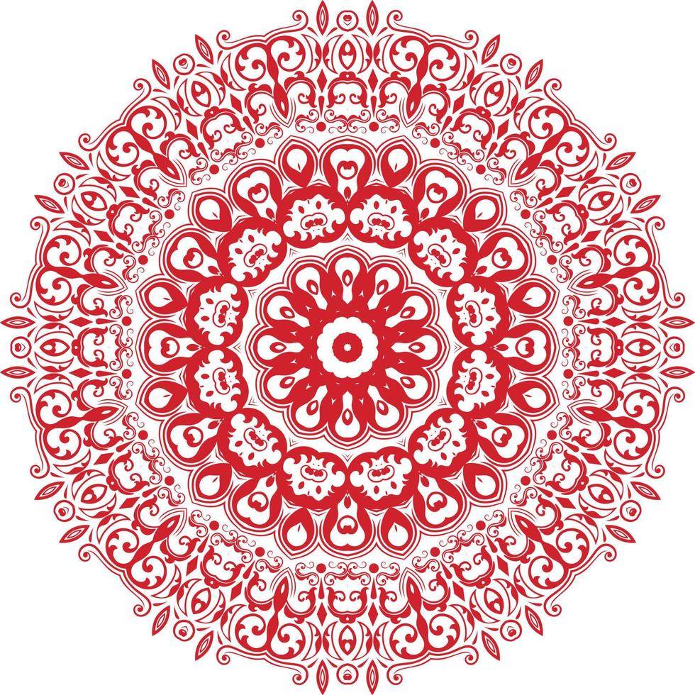 Mandala Design in a white background.Red Color Decorative Design. vector
