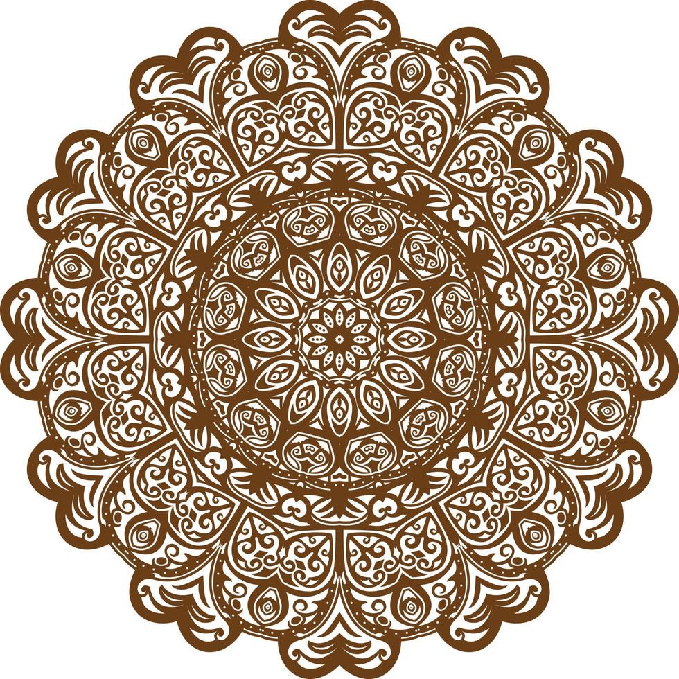 Mandala Design in a white background.Deep Brown Color Decorative Design. vector