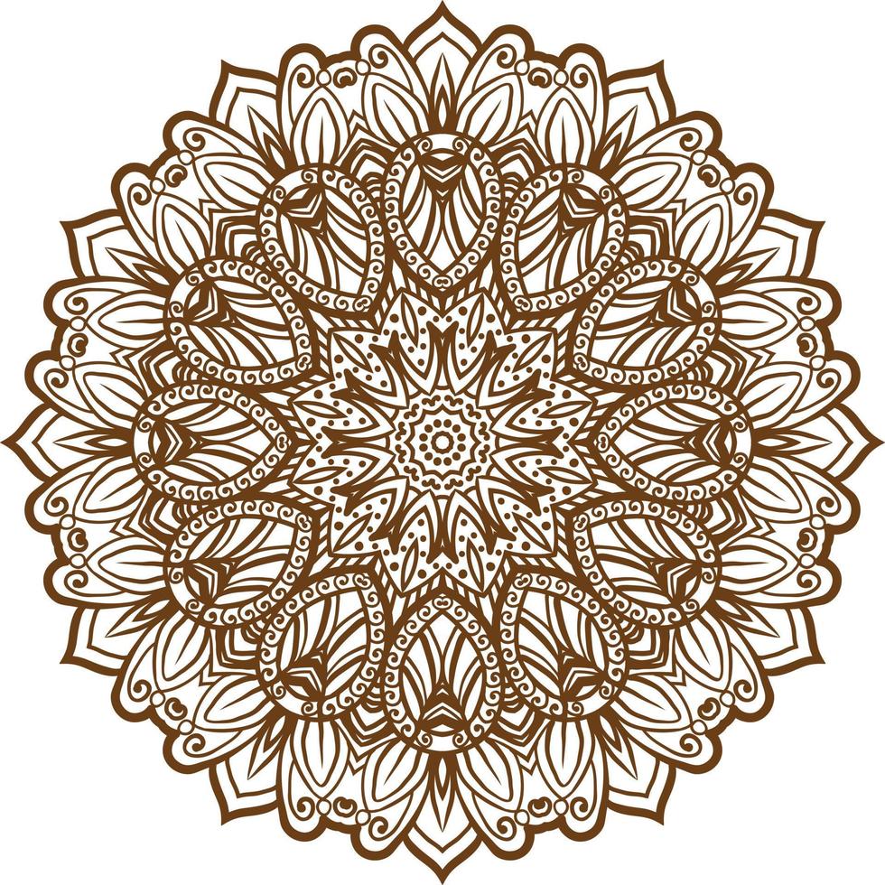 Deep Brown Color Mandala in a white Background.Lace Pattern Design. vector