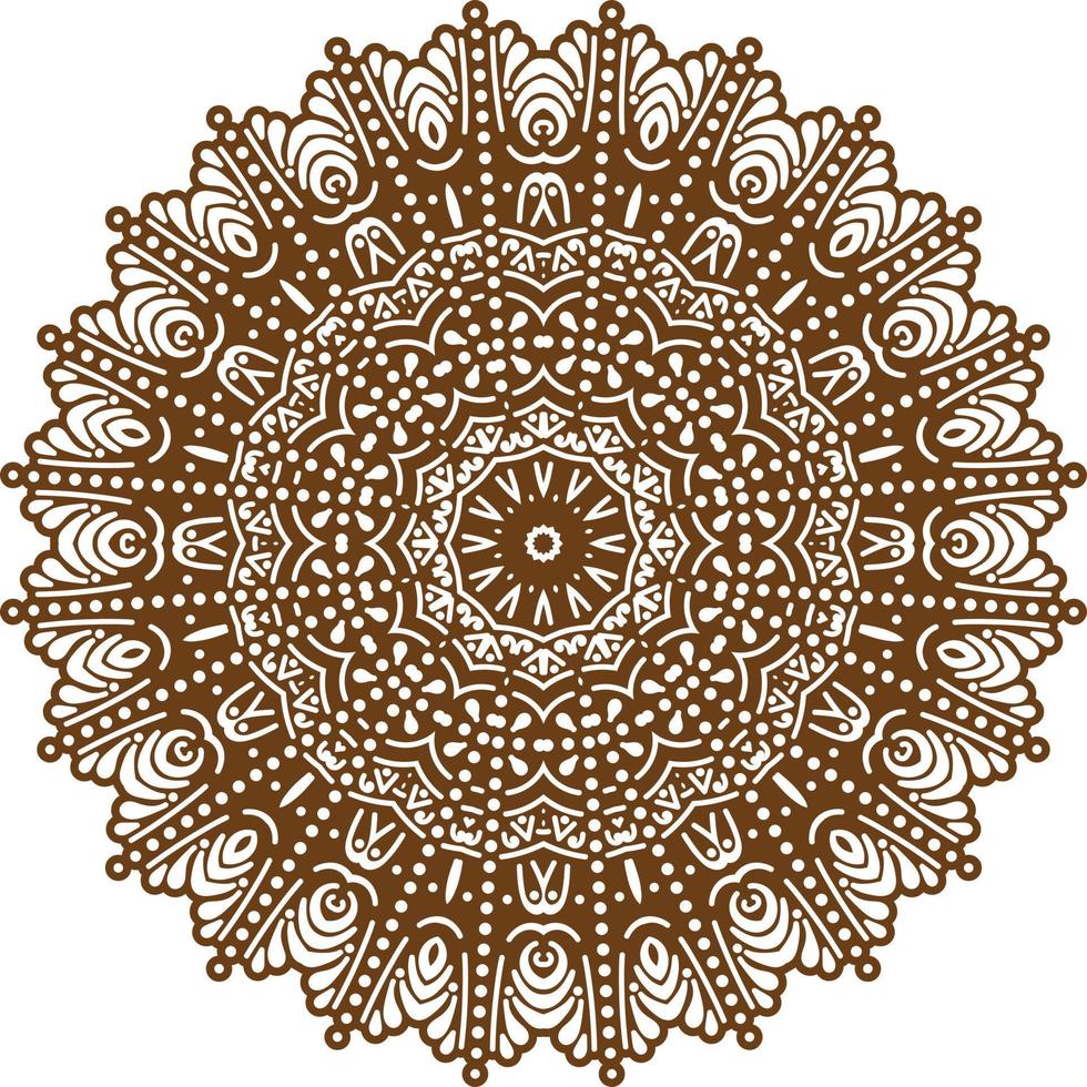 Deep Brown Color Mandala in a white Background.Lace Pattern Design. vector