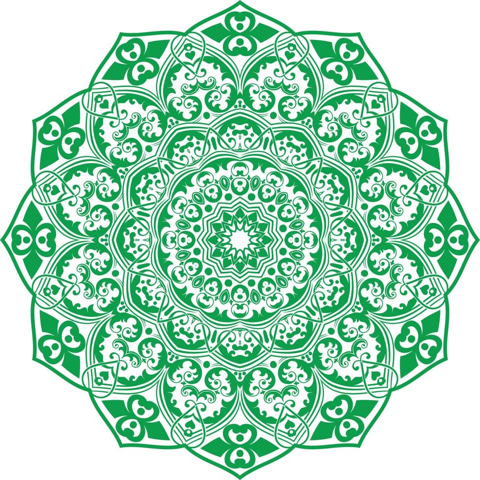 Mandala Design in a white background.Green Color Decorative Design. vector