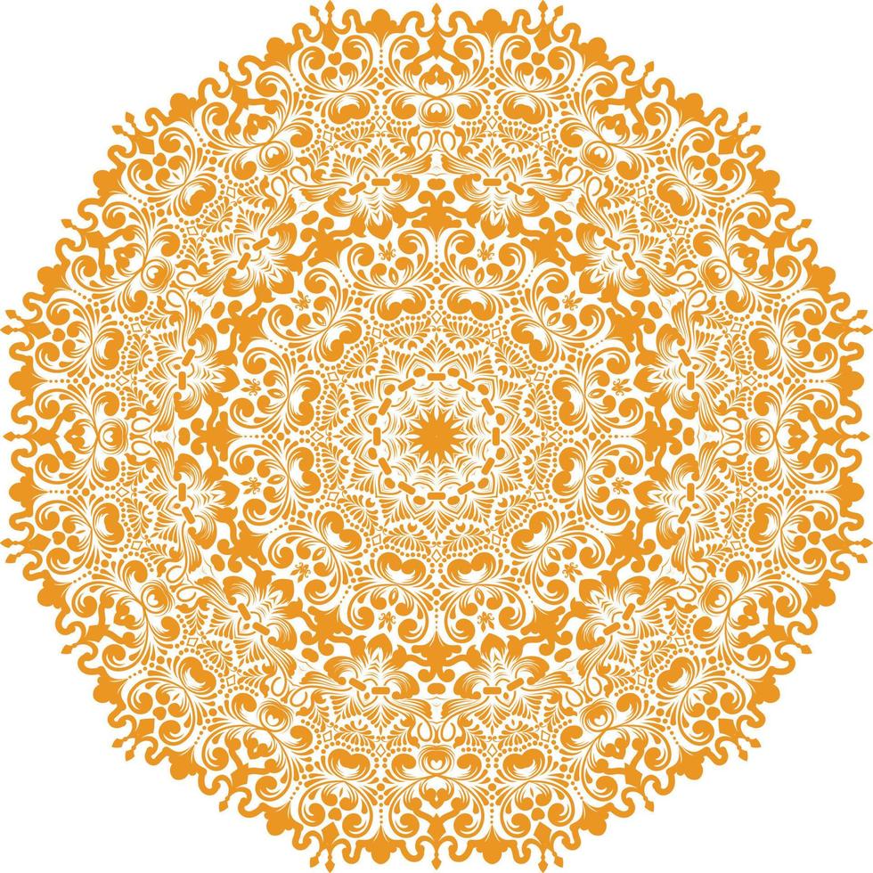 Mandala Design in a white background.Yellow Color Decorative Design. vector