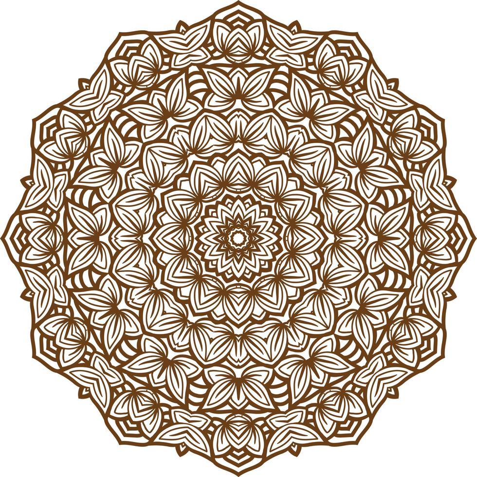 Deep Brown Color Mandala in a white Background.Lace Pattern Design. vector