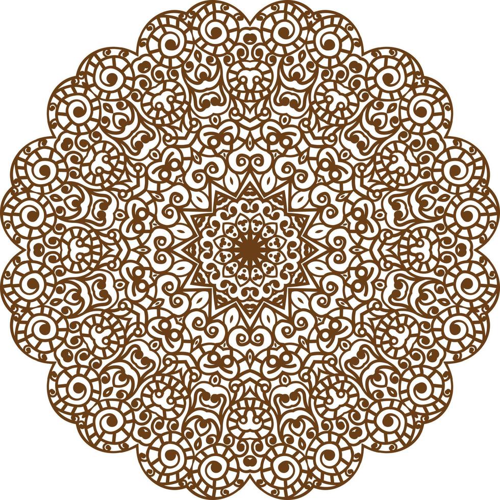 Deep Brown Color Mandala in a white Background.Lace Pattern Design. vector