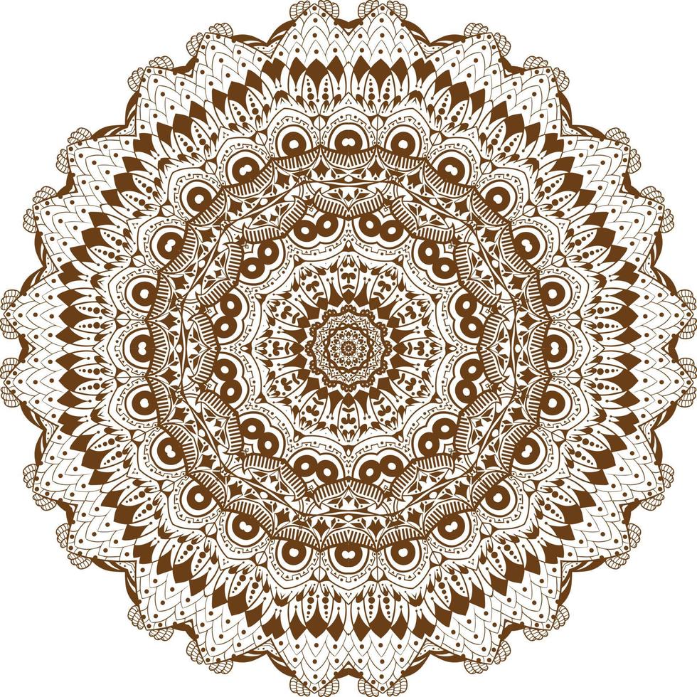 Mandala Design in a white background.Deep Brown Color Decorative Design. vector