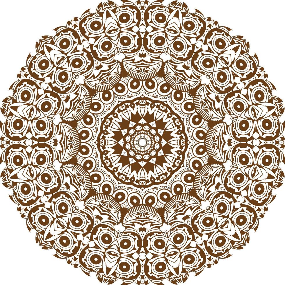 Deep Brown Color Mandala in a white Background.Lace Pattern Design. vector