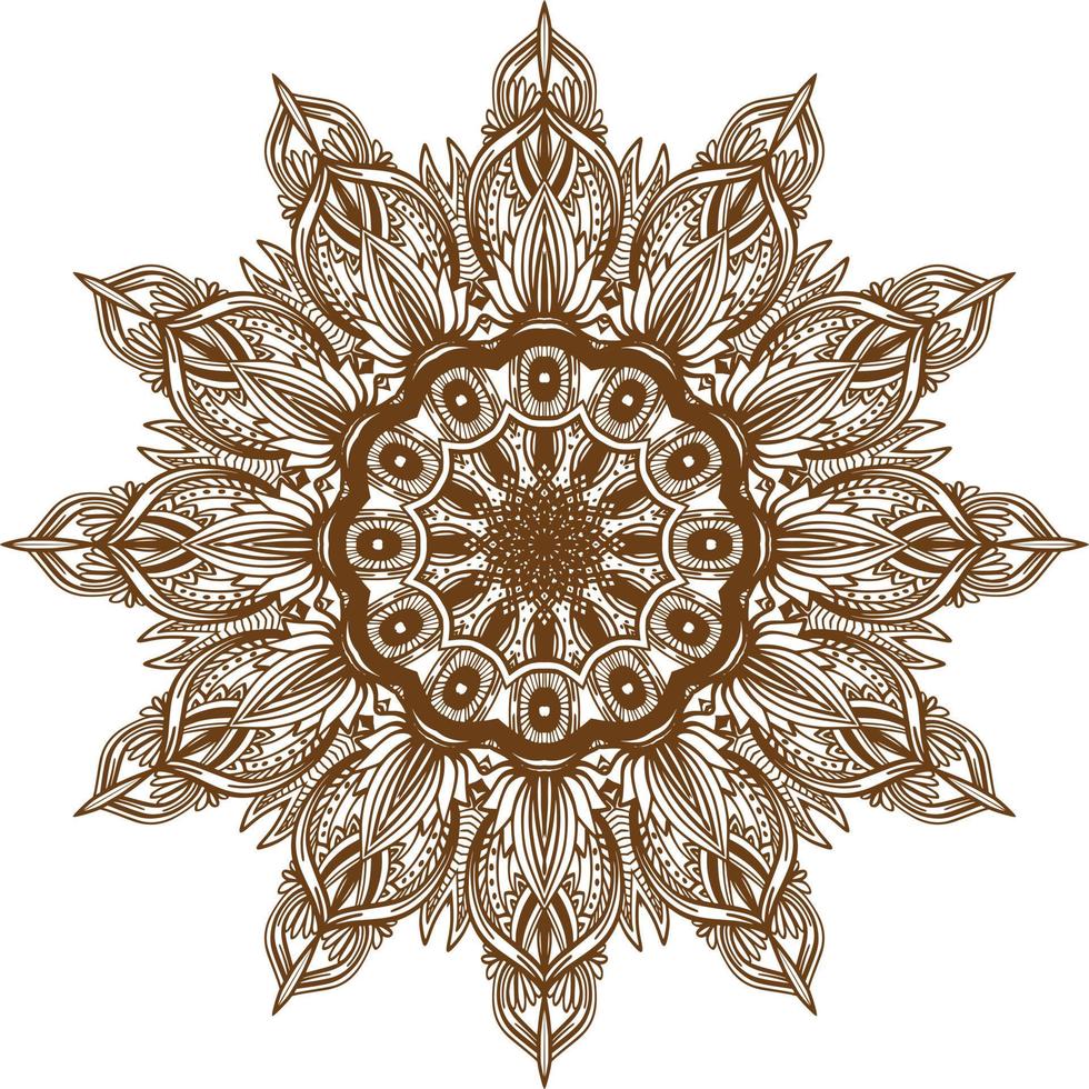 Deep Brown Color Mandala Pattern.Floral Circular Pattern Design.Floral Circular Pattern Design. vector