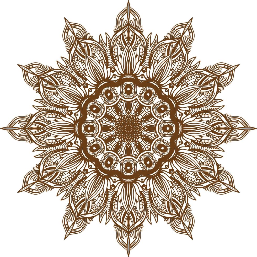 Deep Brown Color Mandala Pattern.Floral Circular Pattern Design.Floral Circular Pattern Design. vector