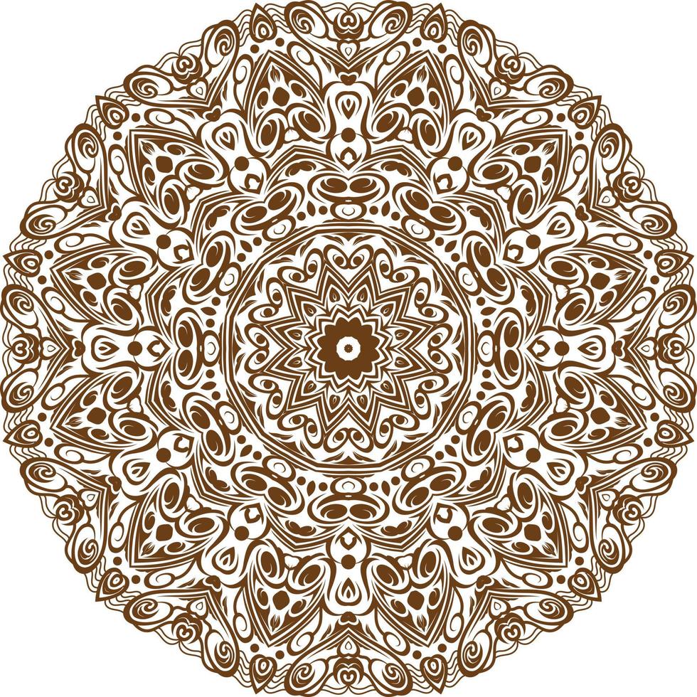 Deep Brown Color Mandala in a white Background.Lace Pattern Design. vector