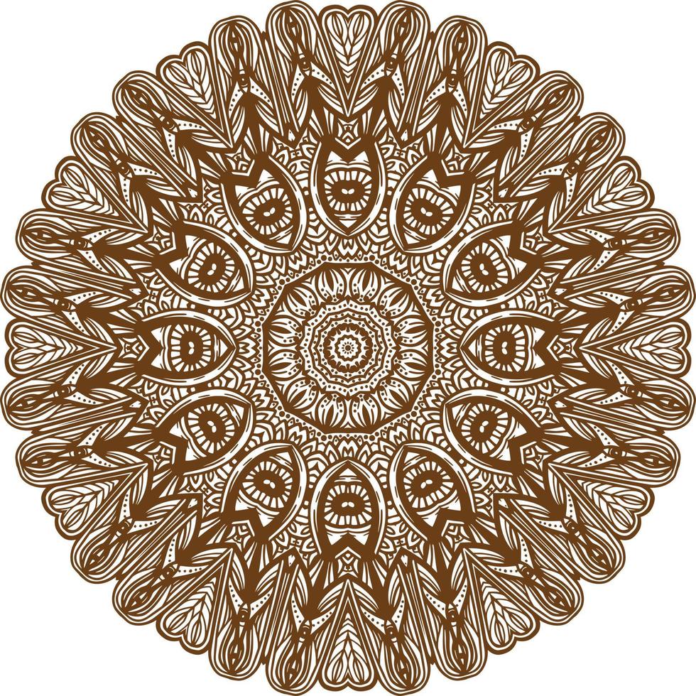 Deep Brown Color Mandala Pattern.Floral Circular pattern design.Floral Circular Pattern Design. vector