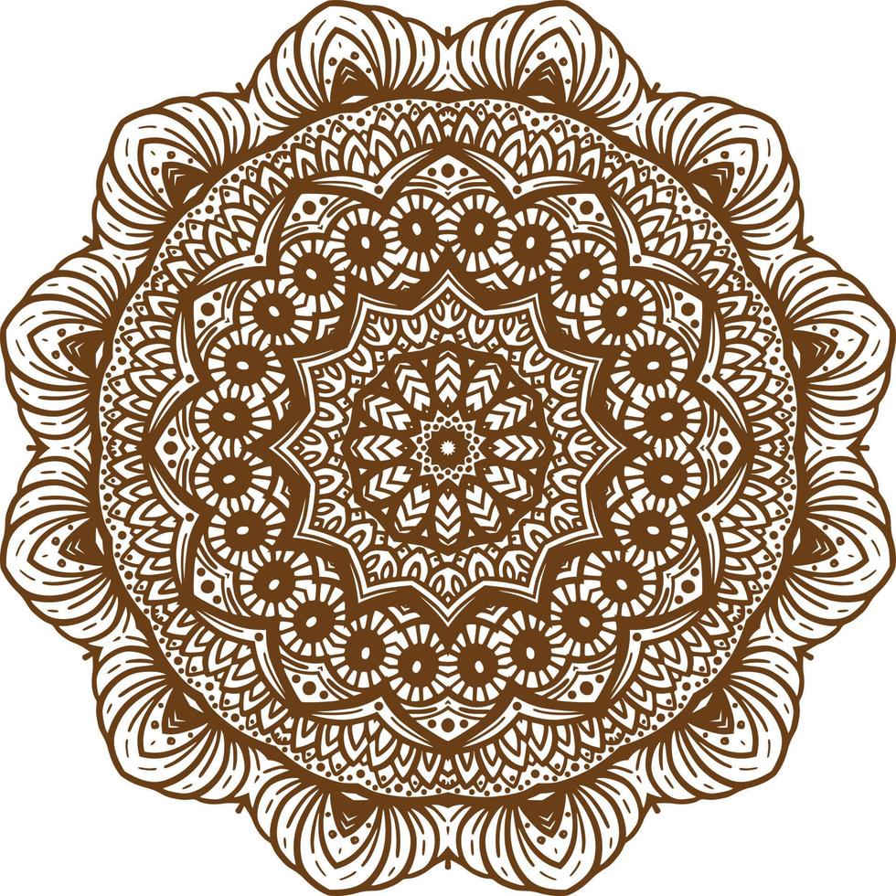 Deep Brown Color Mandala Pattern.Floral Circular Pattern Design.Floral Circular Pattern Design. vector