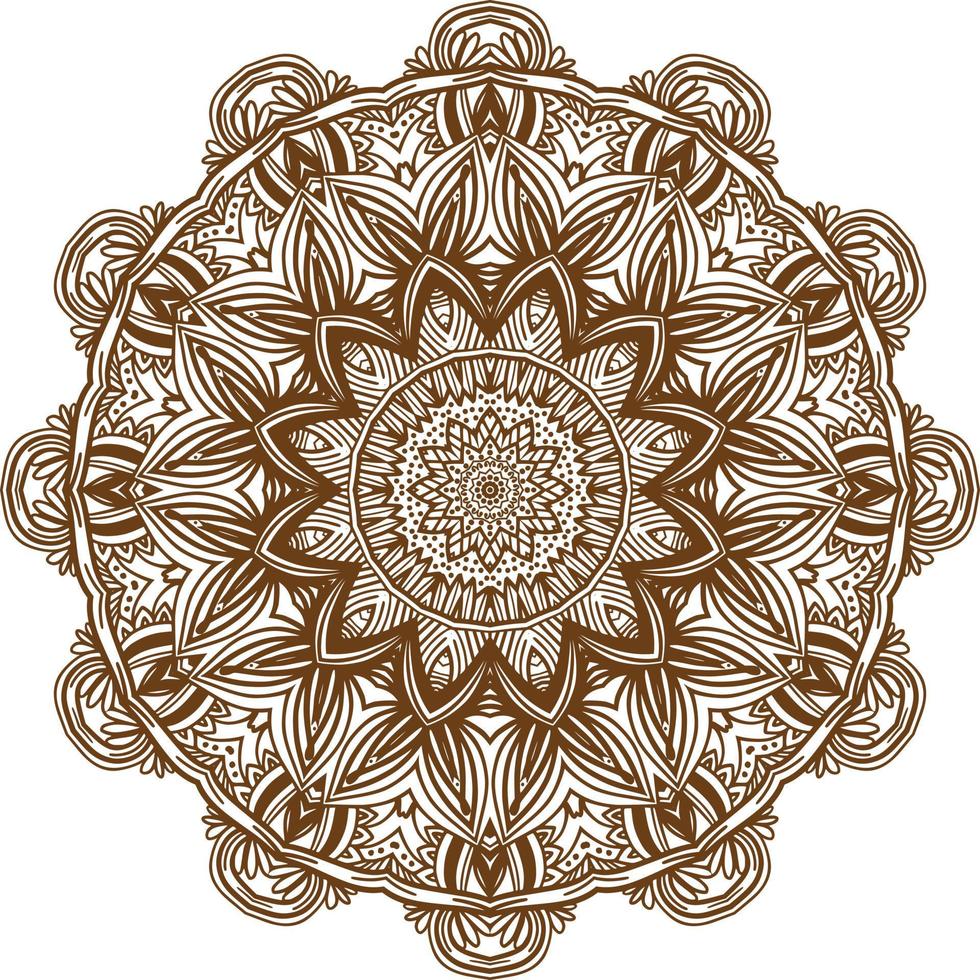 Deep Brown Color Mandala Pattern.Floral Circular Pattern Design.Floral Circular Pattern Design. vector