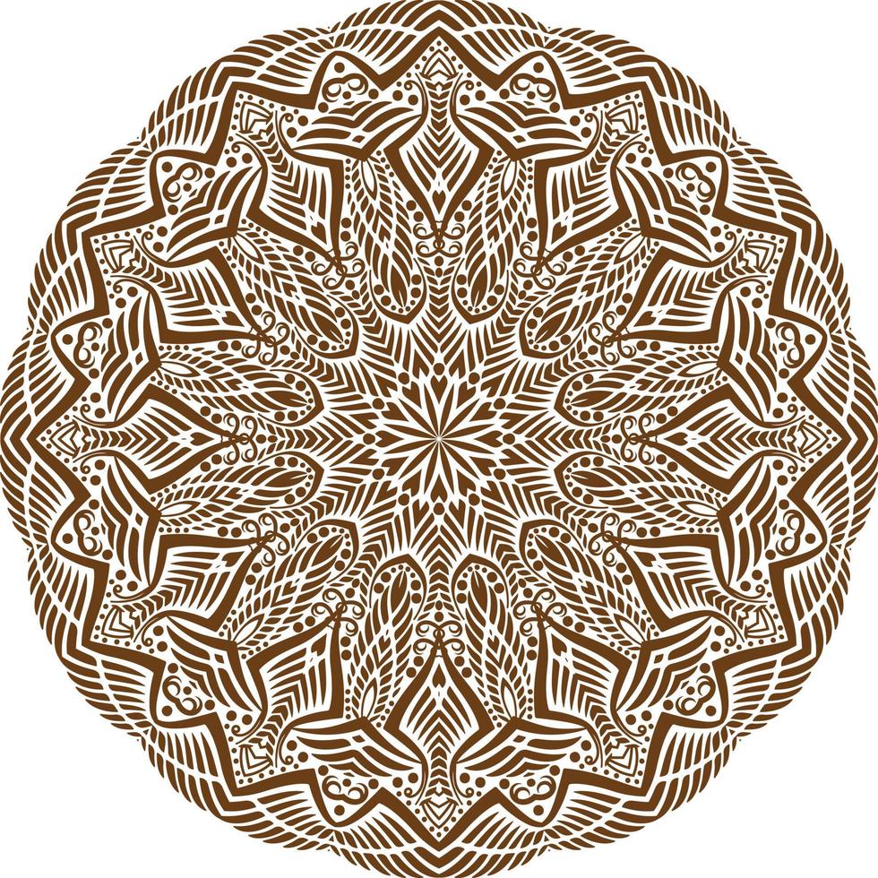 Deep Brown Color Mandala Pattern.Floral Circular Pattern Design.Floral Circular Pattern Design. vector
