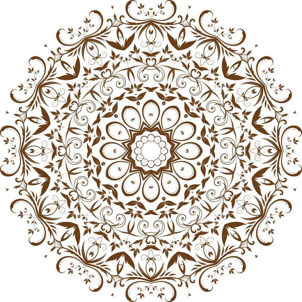 Deep Brown Color Mandala Pattern.Floral Circular Pattern Design.Floral Circular Pattern Design. vector