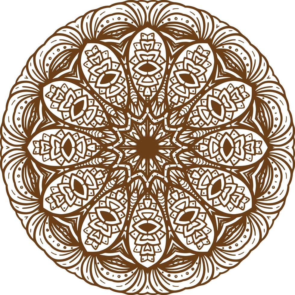 Deep Brown Color Mandala Pattern.Floral Circular Pattern Design.Floral Circular Pattern Design. vector