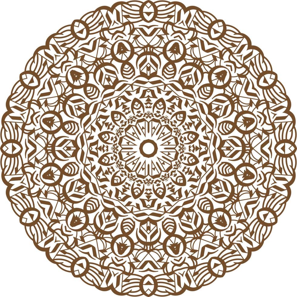 Deep Brown Color Mandala on white isolated background. vector