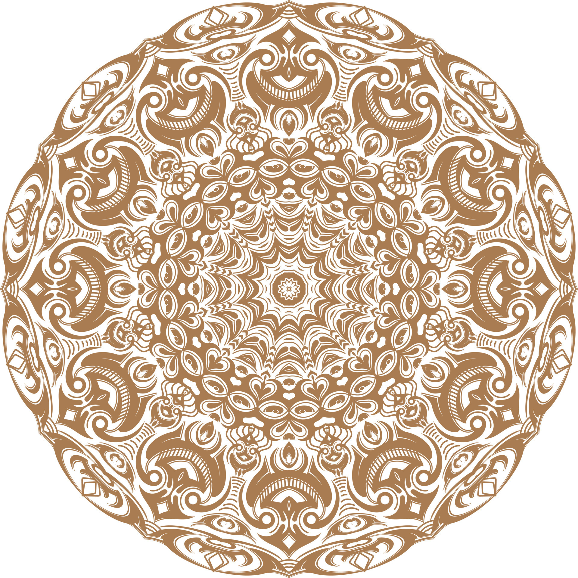 Brown Color Mandala on white isolated background. 11561113 Vector Art