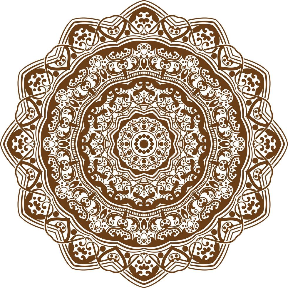 Deep Brown Color Mandala in a white Background.Lace Pattern Design. vector