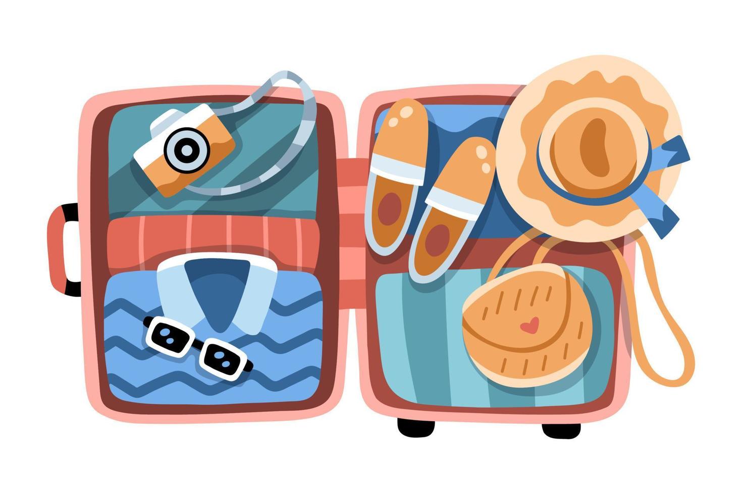 Open suitcase, getting ready for a trip 11561183 Vector Art at Vecteezy