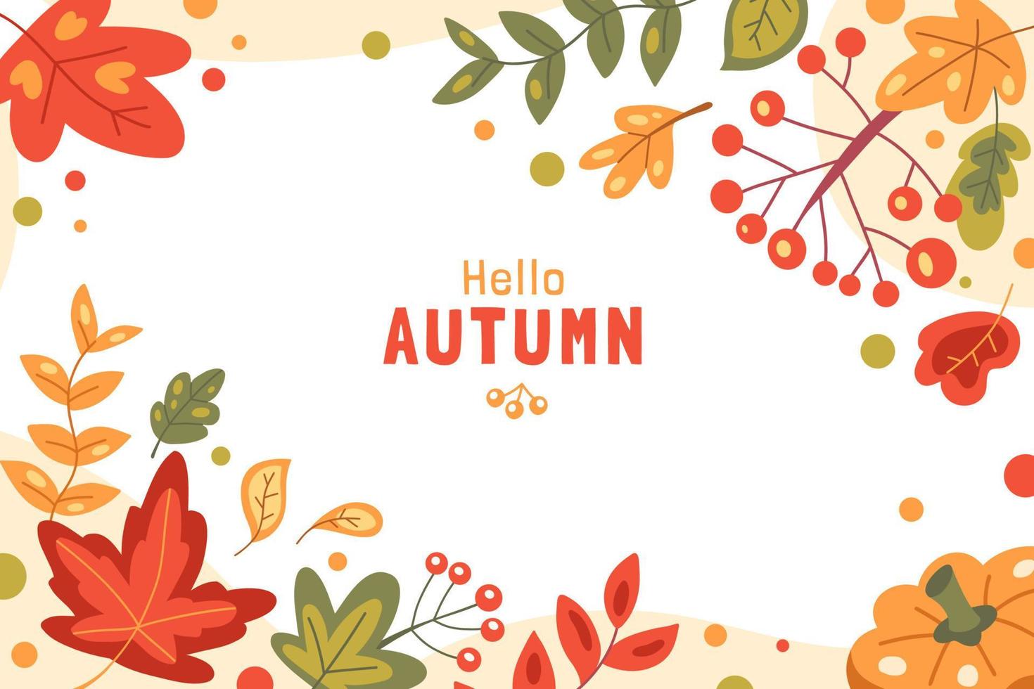 Autumn background with fall leaves and berries and place for text vector