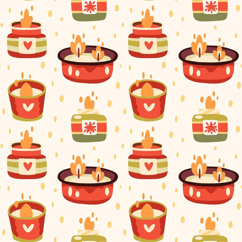 Seamless autumn pattern with various burning candles vector
