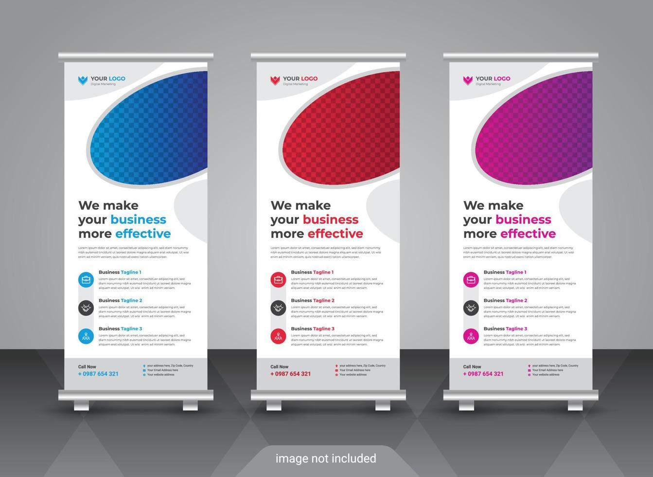 Corporate colorful roll up standee banner design template vector