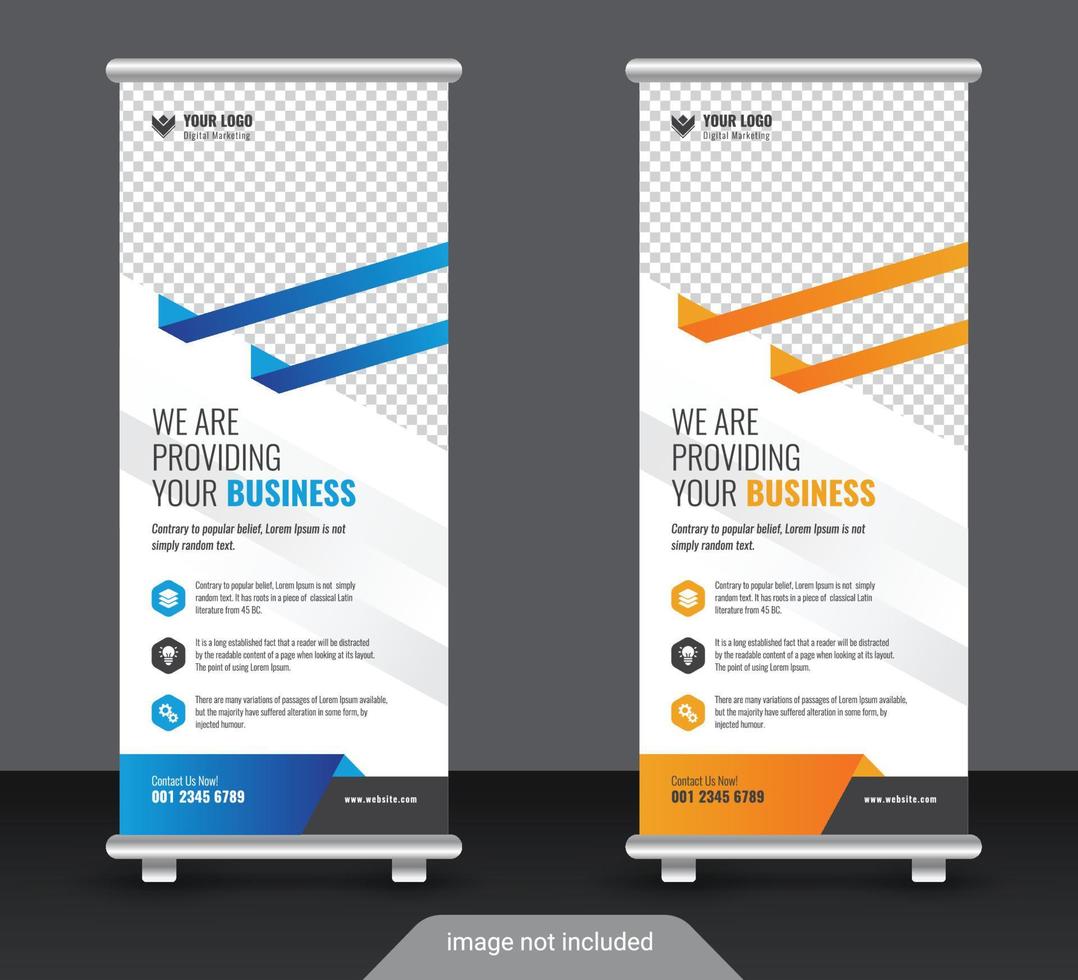 Professional corporate and business colorful roll up banner design template vector