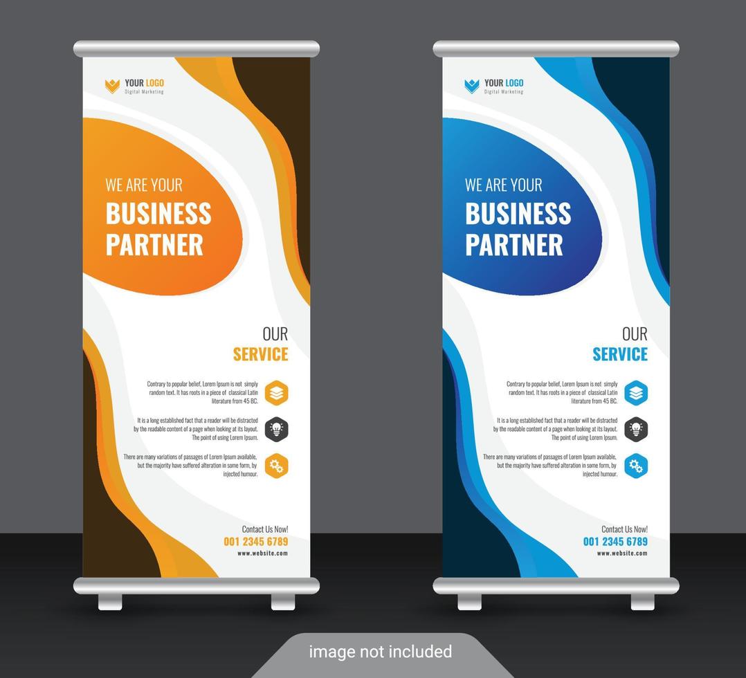 Professional corporate and business colorful roll up banner design template vector