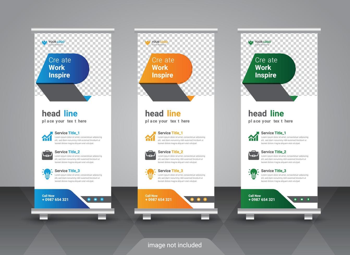Professional corporate and business colorful roll up banner design template vector