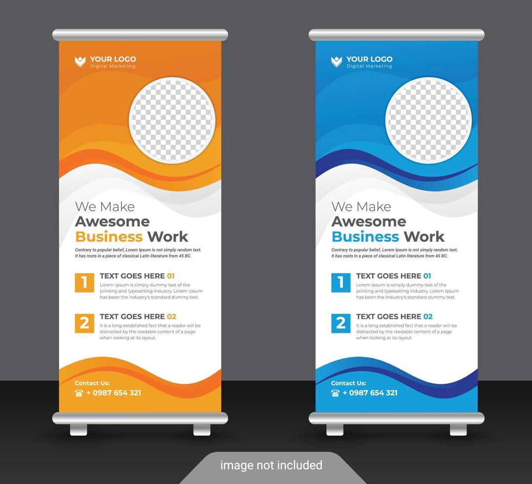 Professional corporate and business colorful roll up banner design template vector