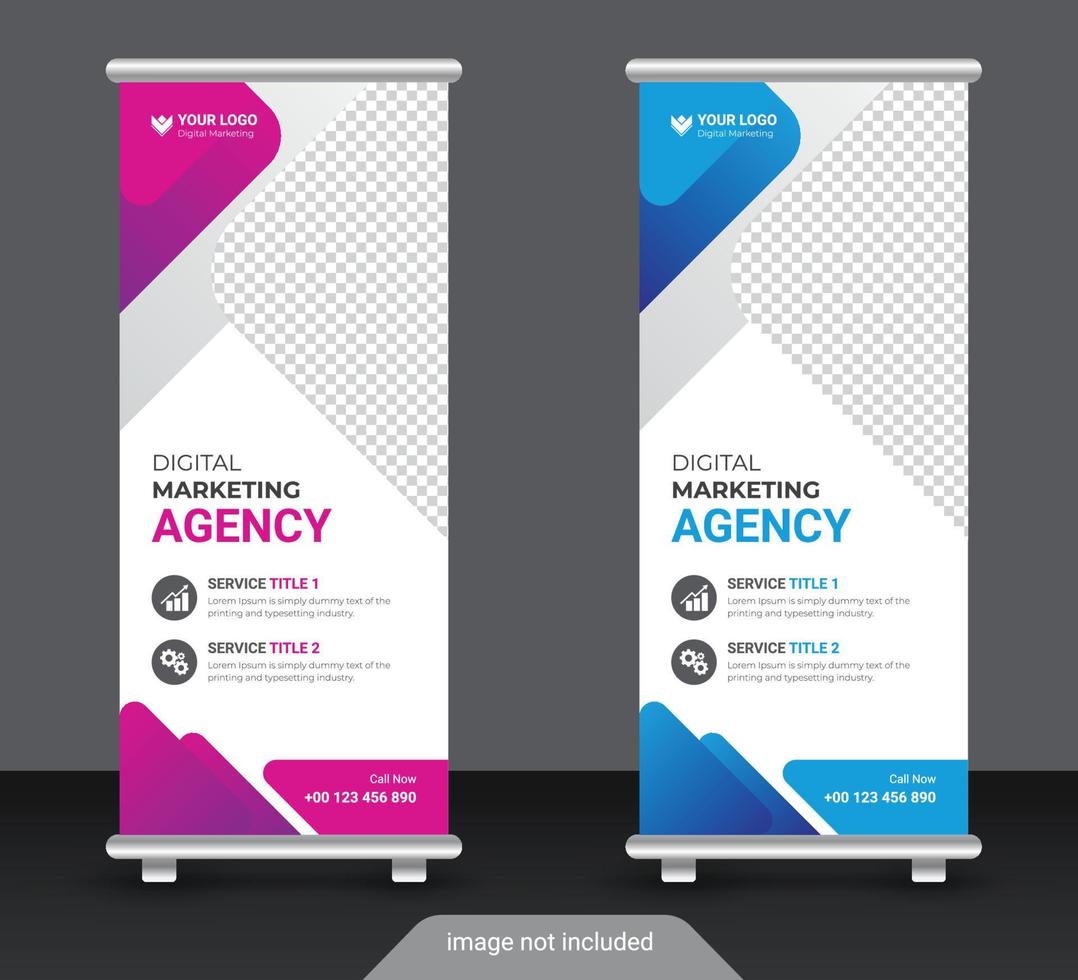 plantilla de diseño de banner enrollable corporativo y comercial creativo vector