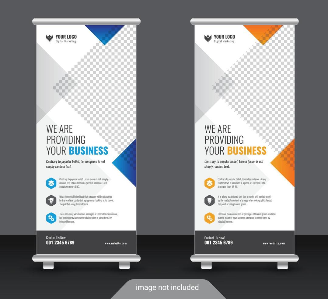Modern corporate colorful roll up standee banner design template vector