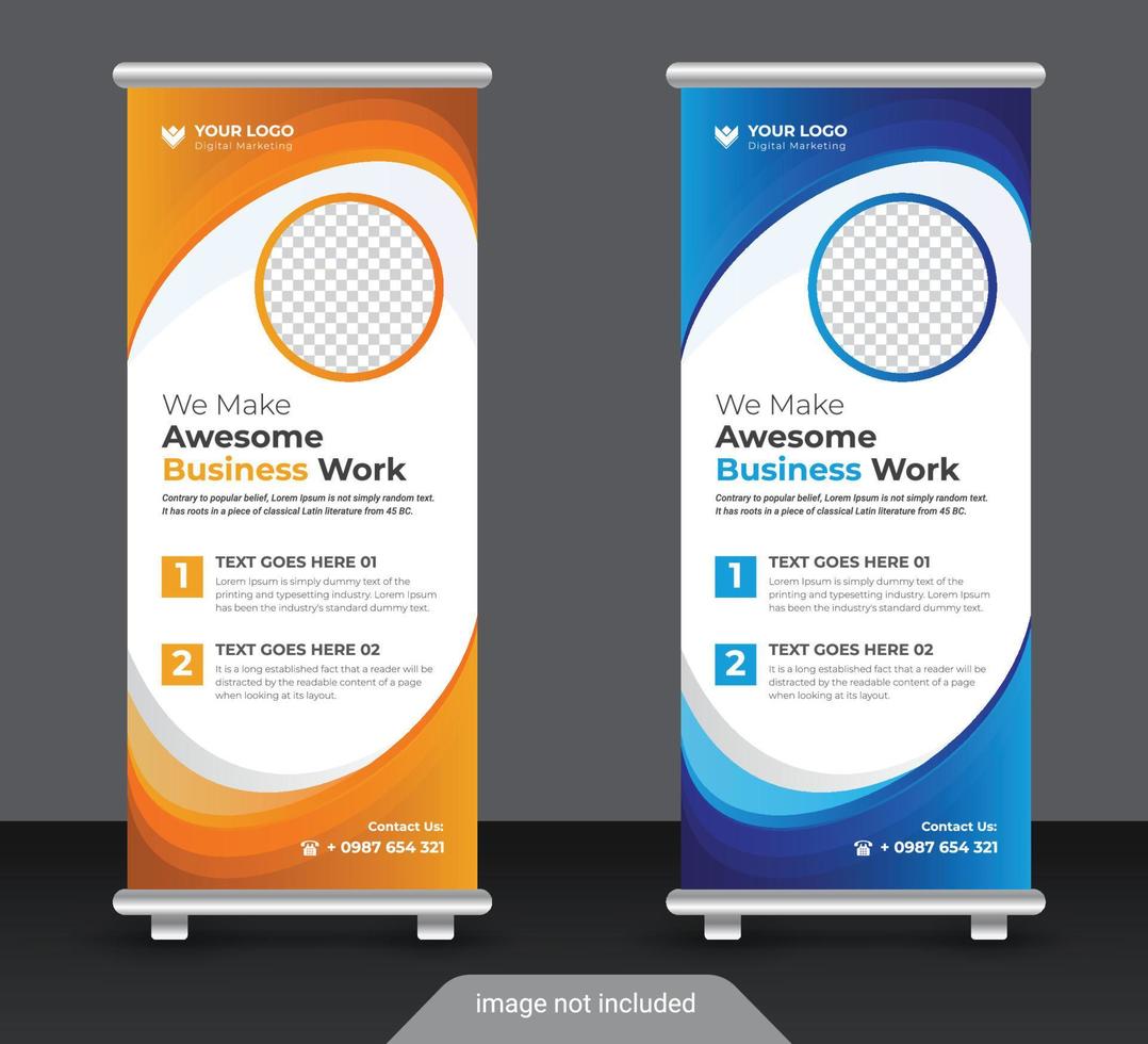 Modern corporate colorful roll up standee banner design template vector