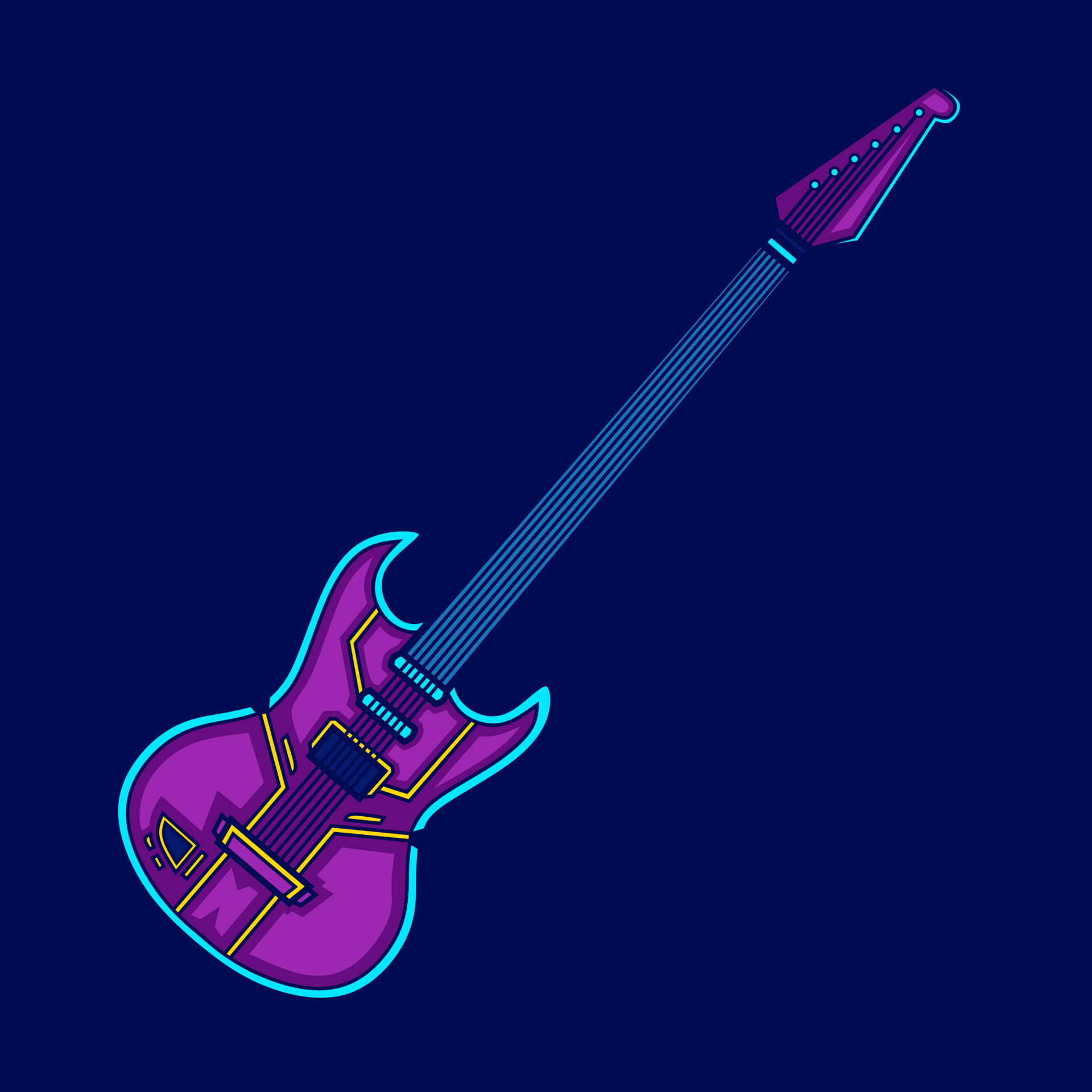 Guitar cyberpunk logo line pop art portrait fiction colorful design with  dark background. Abstract t-shirt vector illustration. 11561830 Vector Art  at Vecteezy
