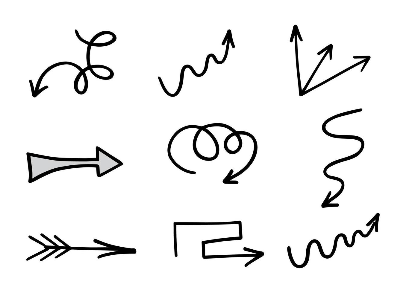 Vector set of hand drawn arrows, elements for presentation