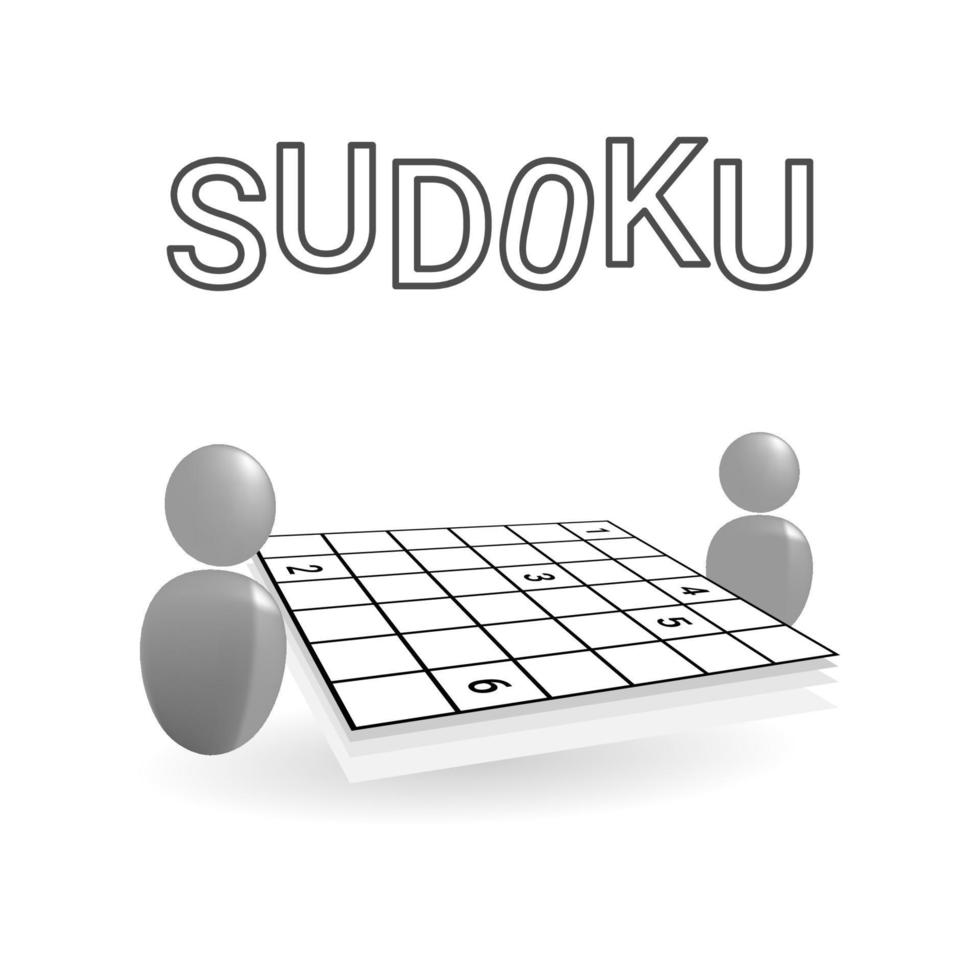 sudoku game. traditional game to train intelligence by counting. illustrated in 3d vector form