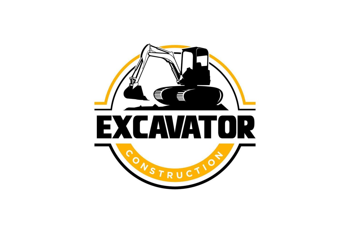 Excavator logo template vector. Heavy equipment logo vector for construction company. Creative excavator illustration for logo template.