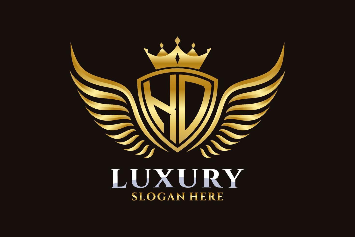 Luxury royal wing Letter KD crest Gold color Logo vector, Victory logo, crest logo, wing logo, vector logo template.