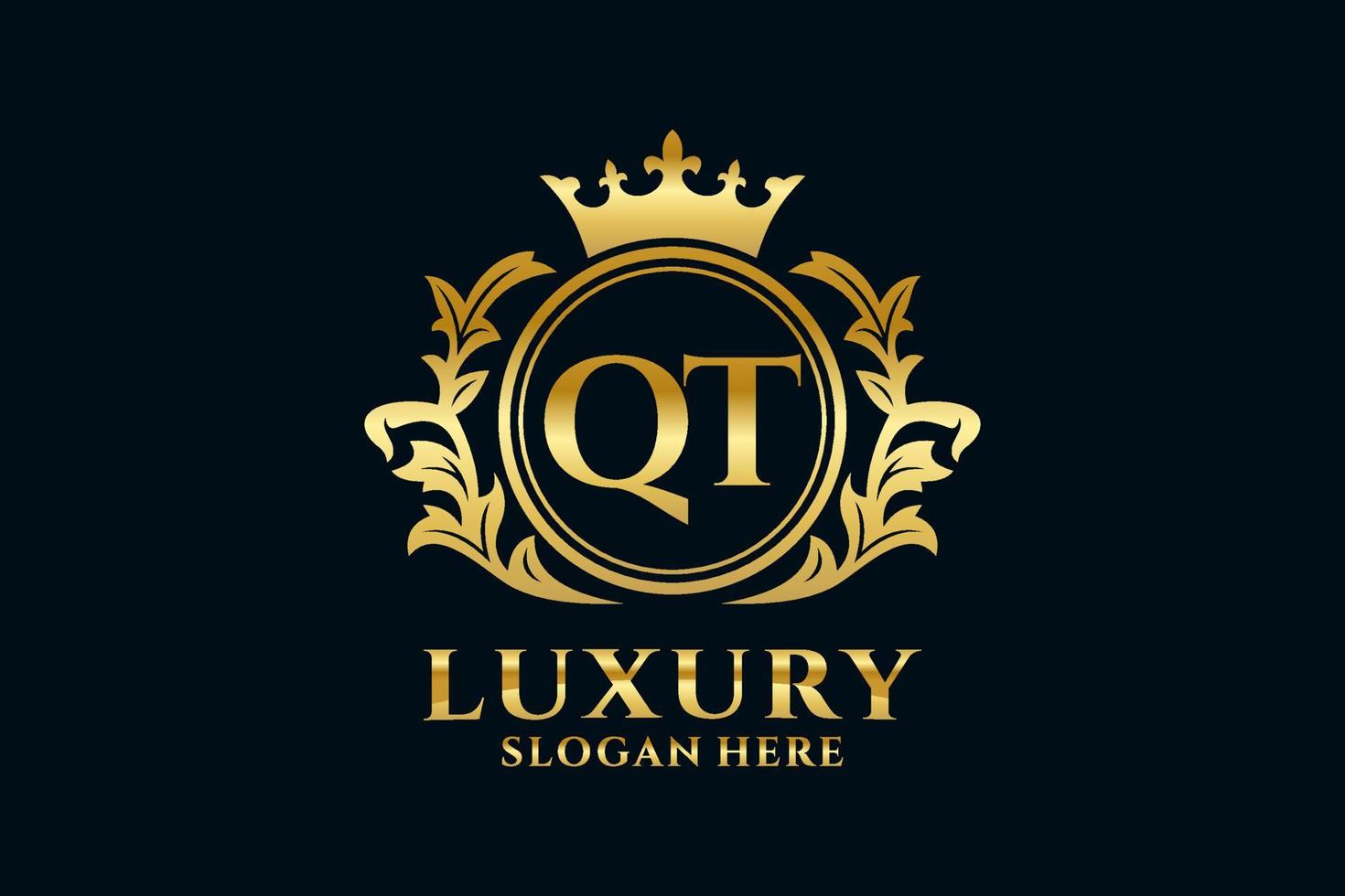 Initial QT Letter Royal Luxury Logo template in vector art for luxurious branding projects and other vector illustration.