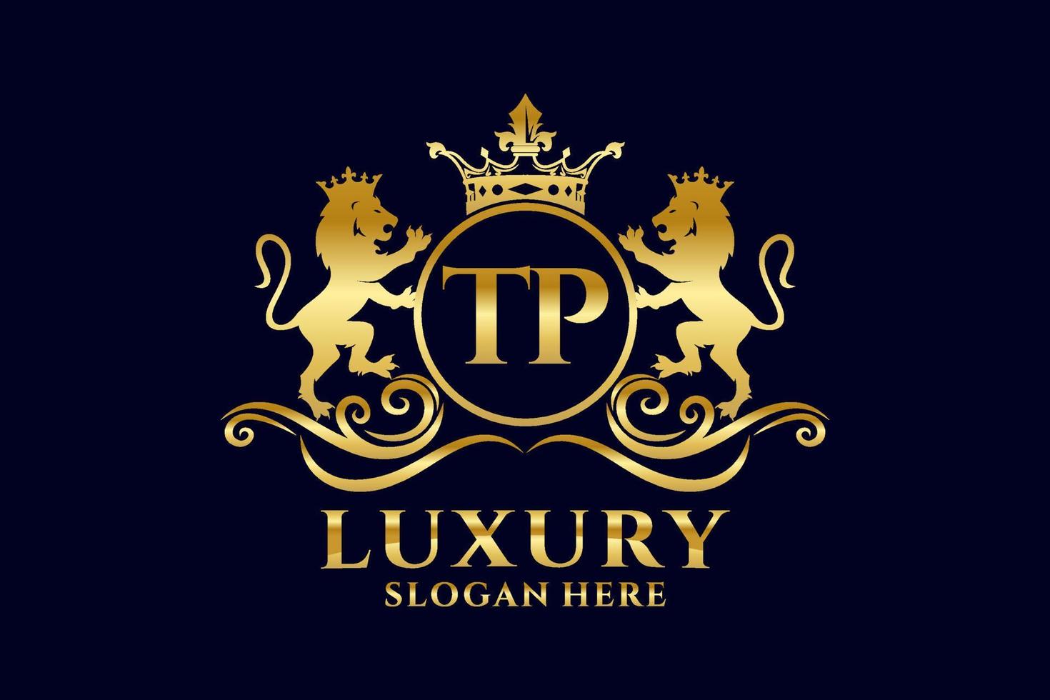 Initial TP Letter Lion Royal Luxury Logo template in vector art for luxurious branding projects and other vector illustration.