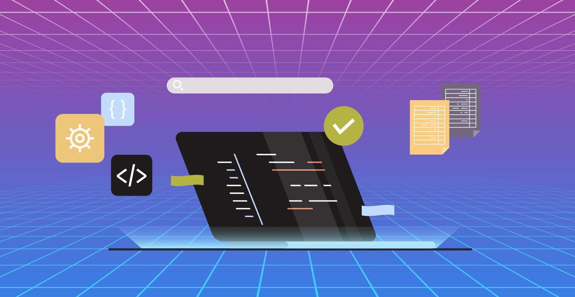 Developing new software on laptop and freelance developer programming ...