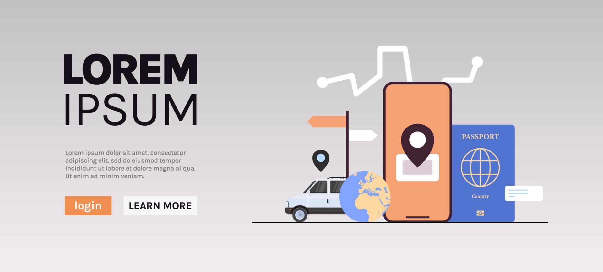Online ticket booking traveling and searching tickets in mobile app concept flat vector illustration.