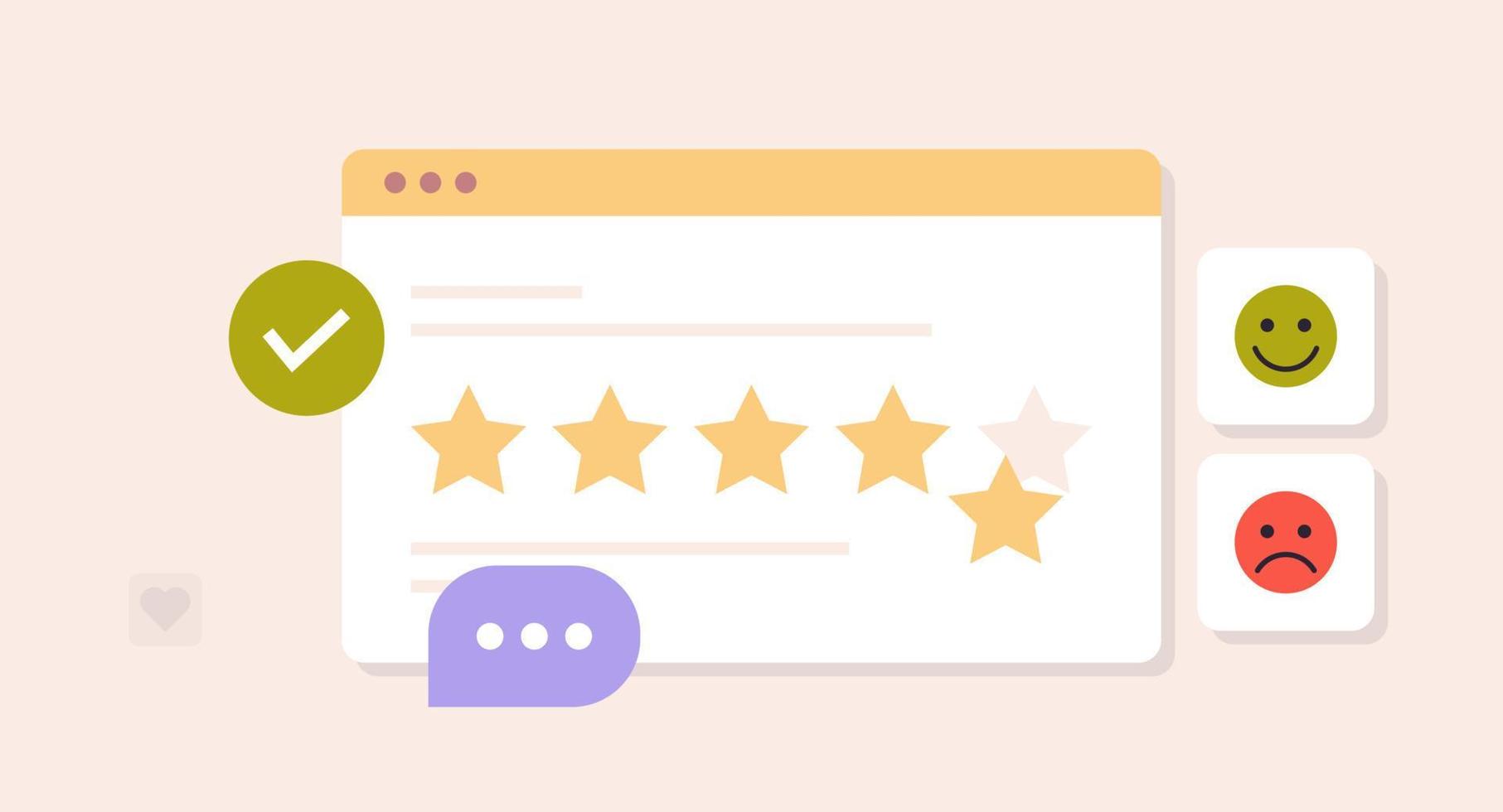 Five star feedback and clients choosing satisfaction rating, leaving positive review, customer service, experience concept flat vector illustration.