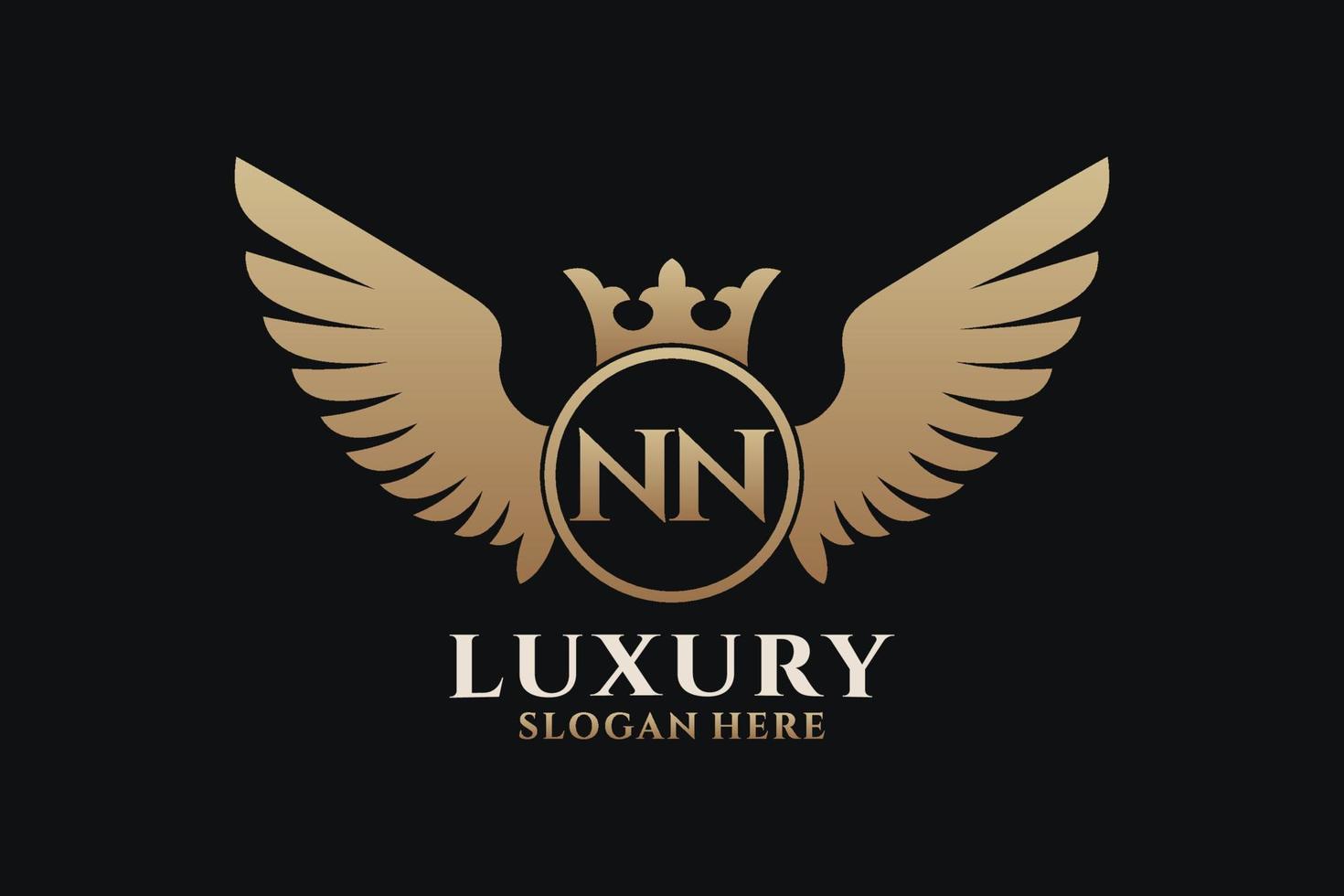 Luxury royal wing Letter NN crest Gold color Logo vector, Victory logo, crest logo, wing logo, vector logo template.