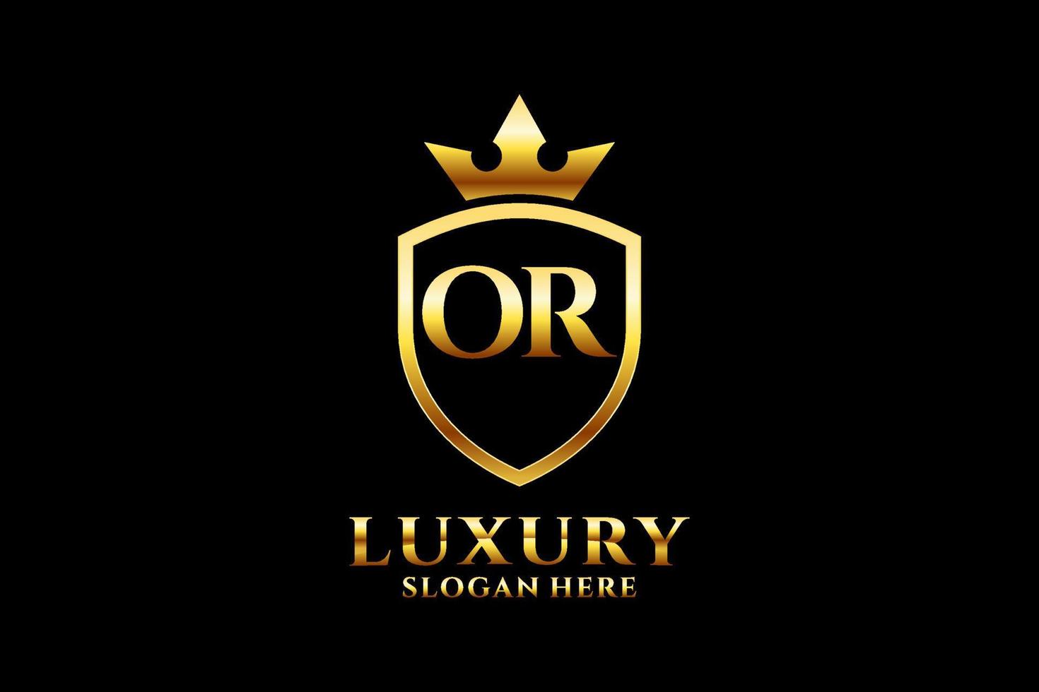 initial OR elegant luxury monogram logo or badge template with scrolls and royal crown - perfect for luxurious branding projects vector