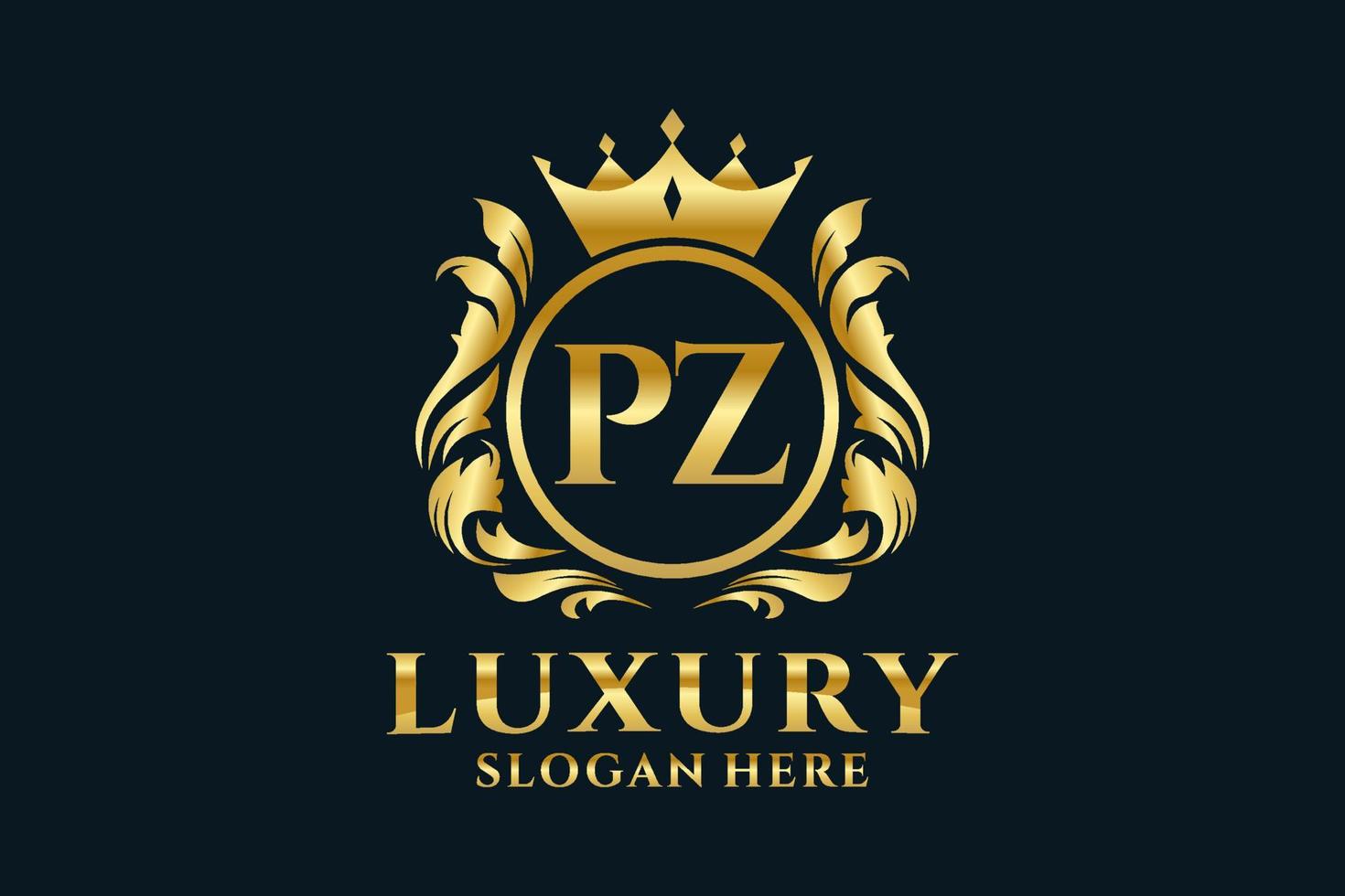 Initial PZ Letter Royal Luxury Logo template in vector art for luxurious branding projects and other vector illustration.