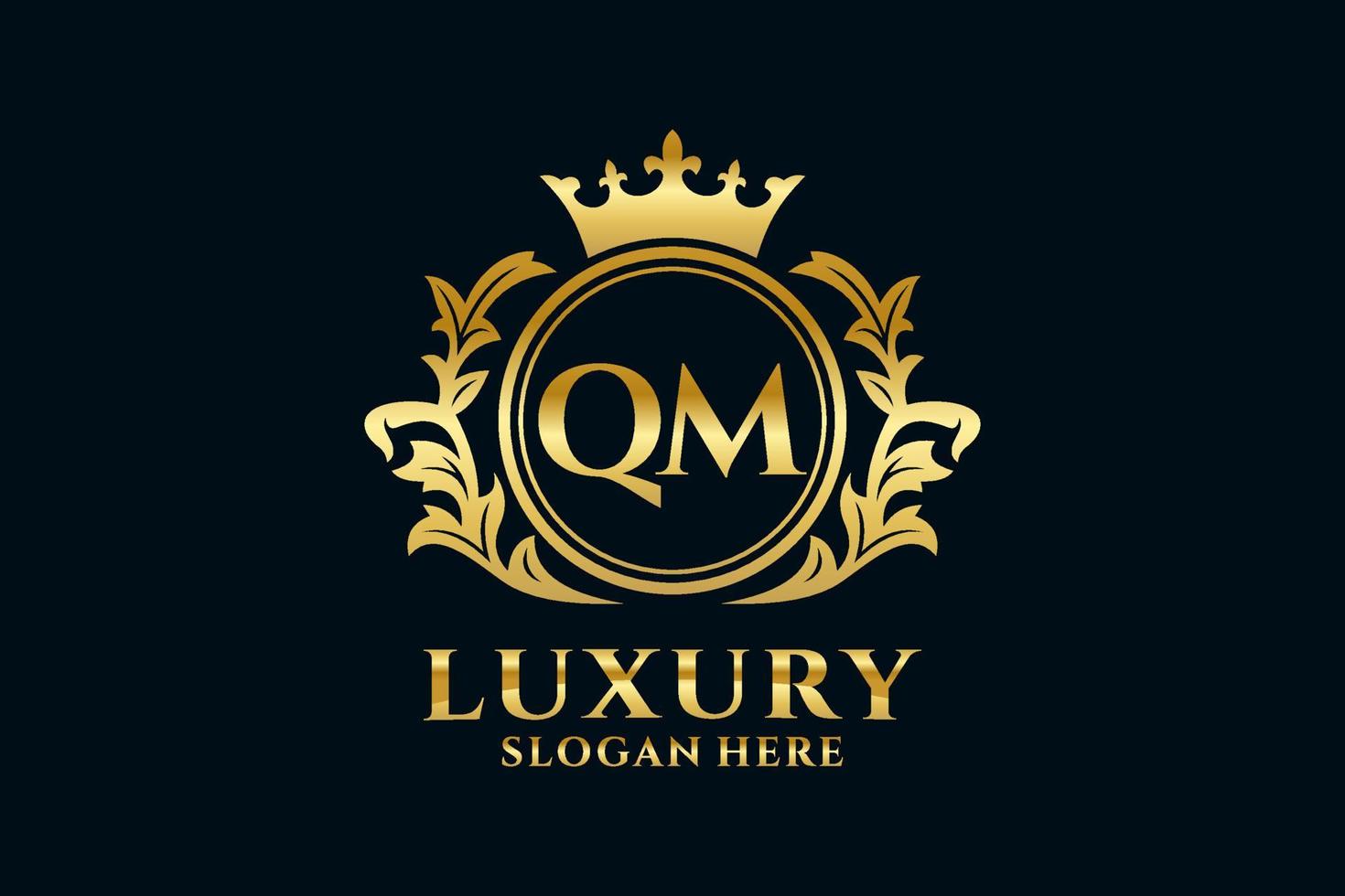 Initial QM Letter Royal Luxury Logo template in vector art for luxurious branding projects and other vector illustration.