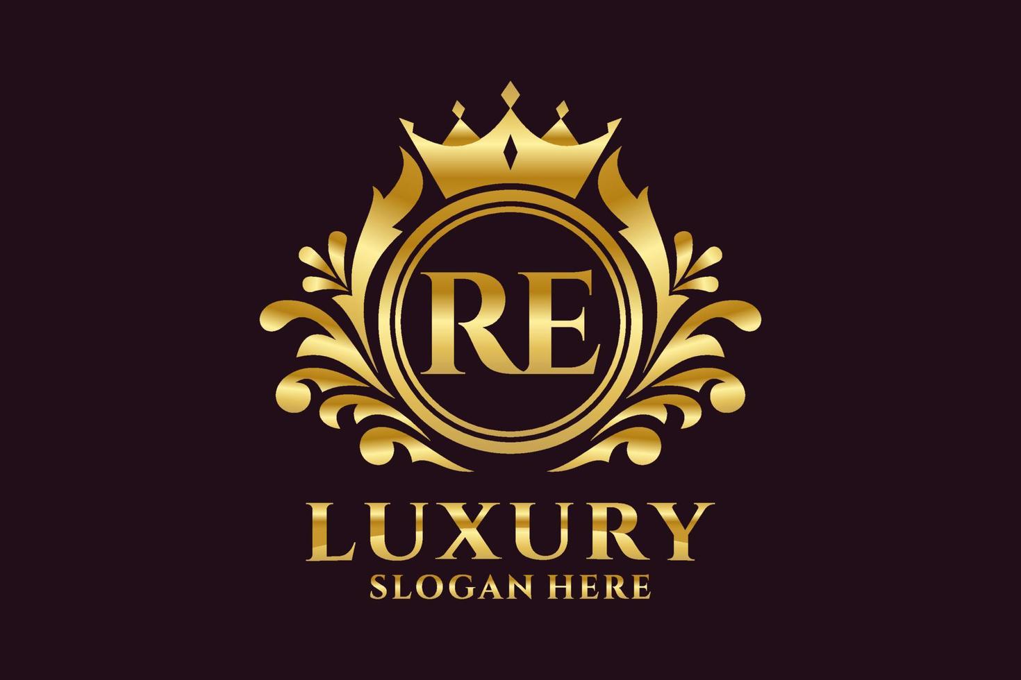 Initial RE Letter Royal Luxury Logo template in vector art for luxurious branding projects and other vector illustration.