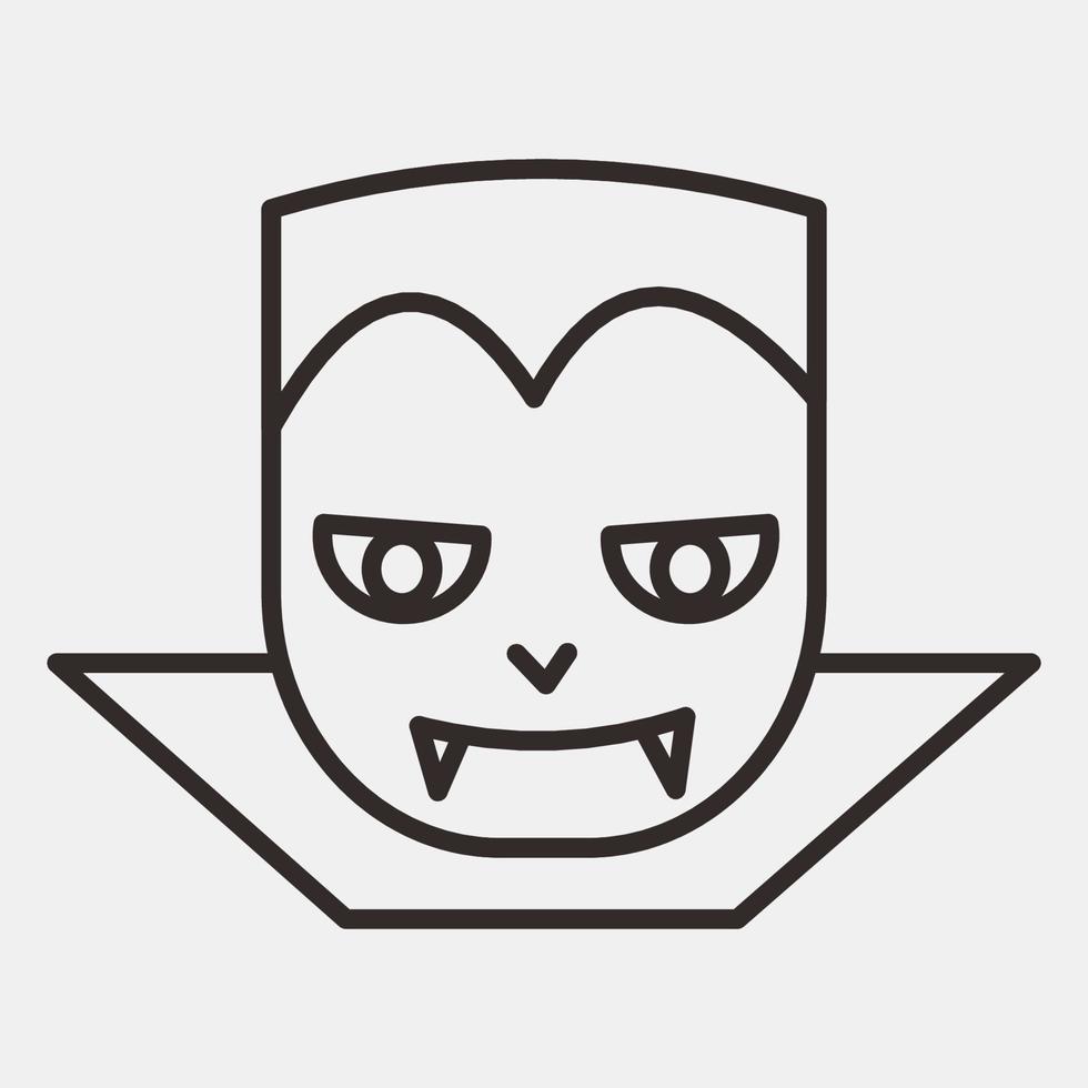 icono dracula vampire.icon en estilo de línea. adecuado para impresiones, afiches, volantes, decoración de fiestas, tarjetas de felicitación, etc. vector