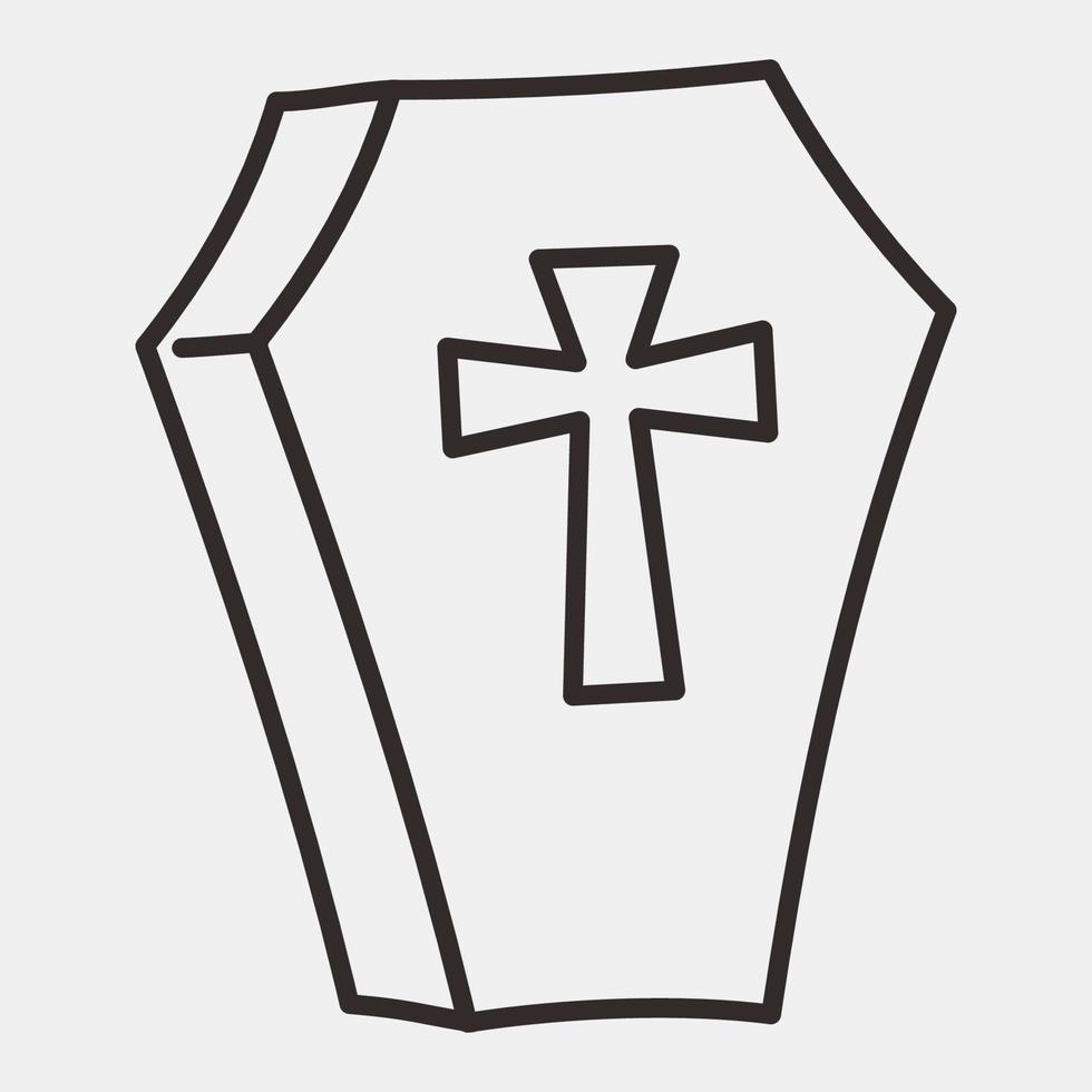 Icon coffin.Icon in line style. Suitable for prints, poster, flyers, party decoration, greeting card, etc. vector